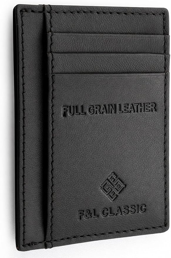 F&L Classic Slim Leather Wallet – RFID Blocking Front Pocket