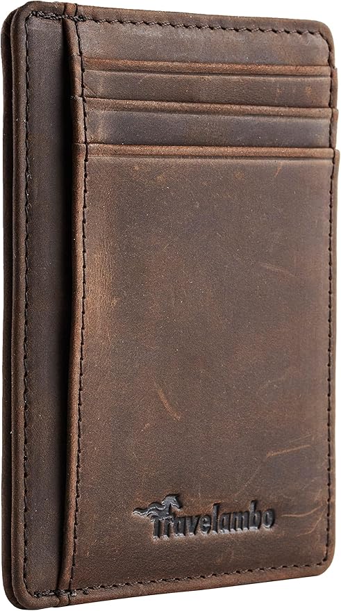 Travelambo Slim RFID Leather Wallet – Front Pocket Card Holder