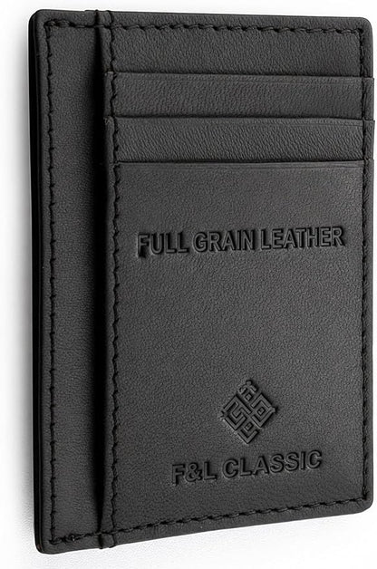 F&L Classic Slim Leather Wallet – RFID Blocking Front Pocket